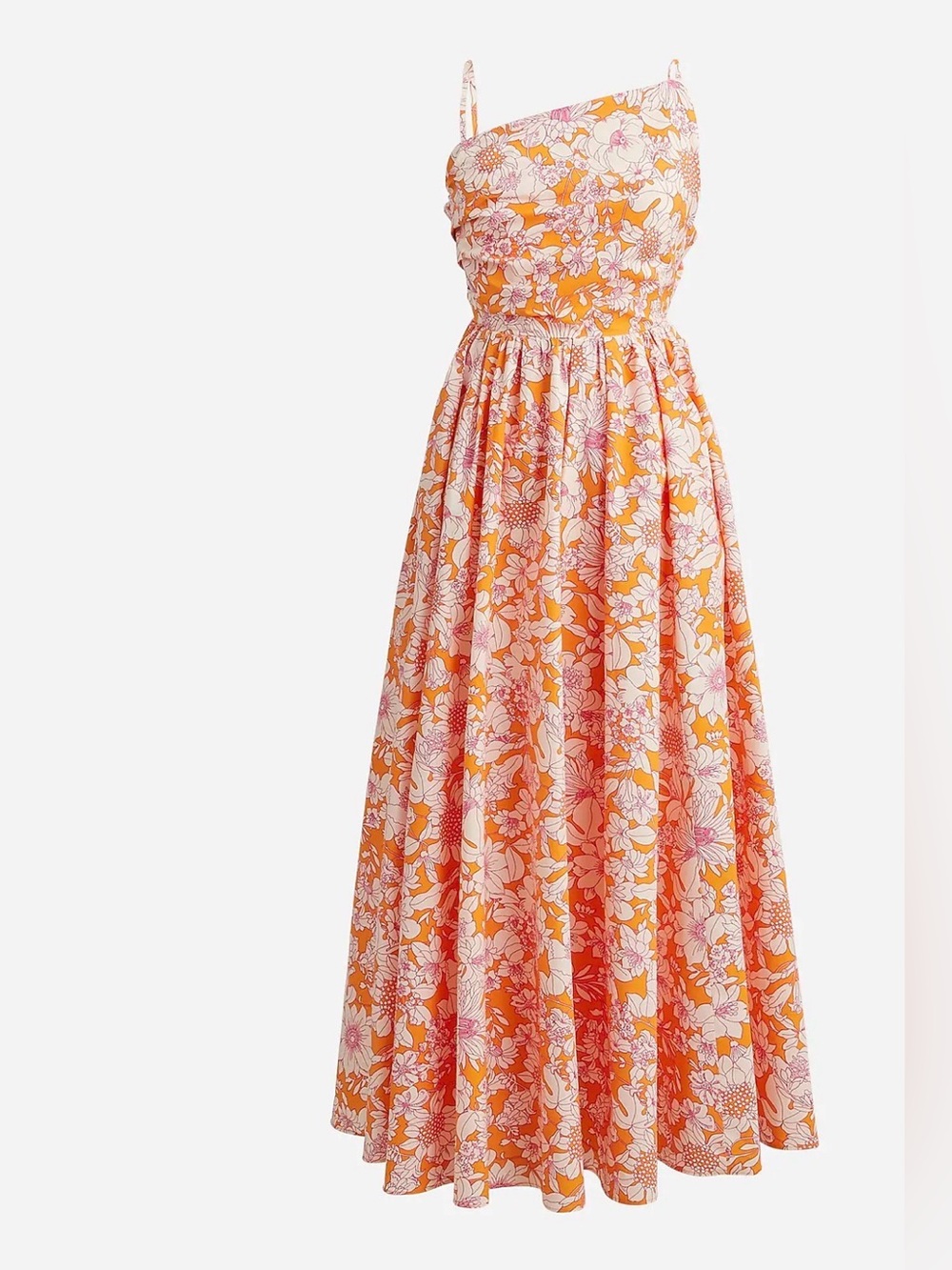 J Crew NWT Collection side-cutout midi dress in orange floral cotton poplin
